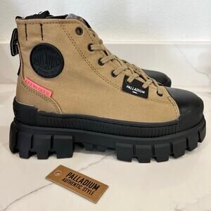 NEW! Palladium Women's Revolt Hi Ankle Boots Olive Lace-Up Platform Size 6.5M
